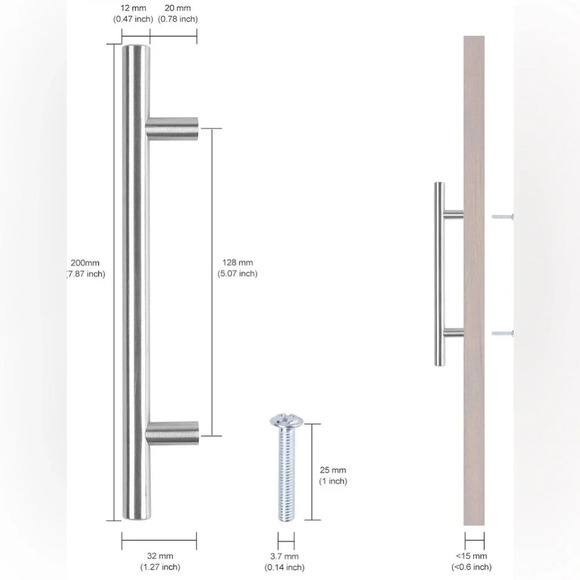 NWT 6 Pack 8" Stainless Steel Cabinet Handles - Picture 5 of 6